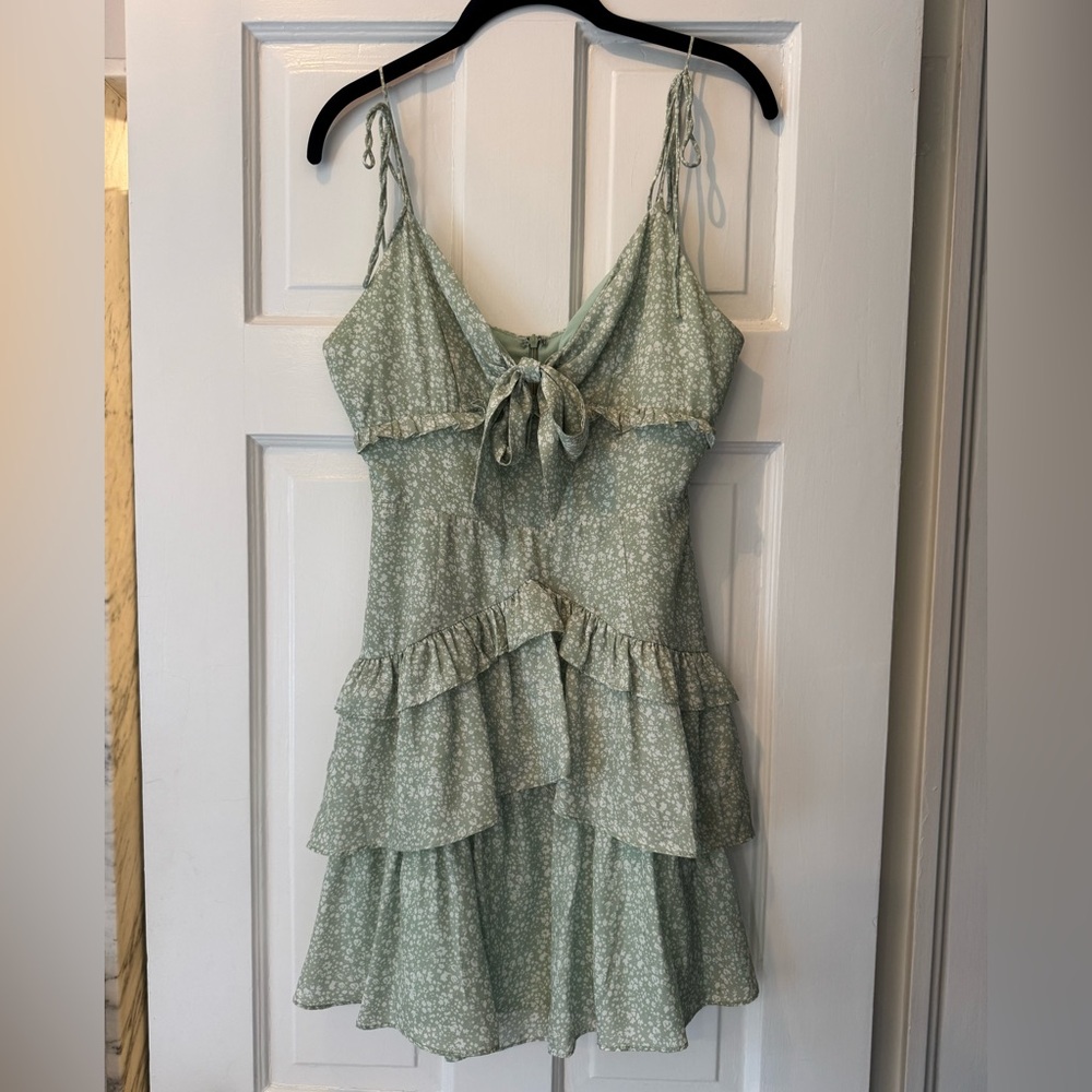 Storia Floral Green Tiered Dress